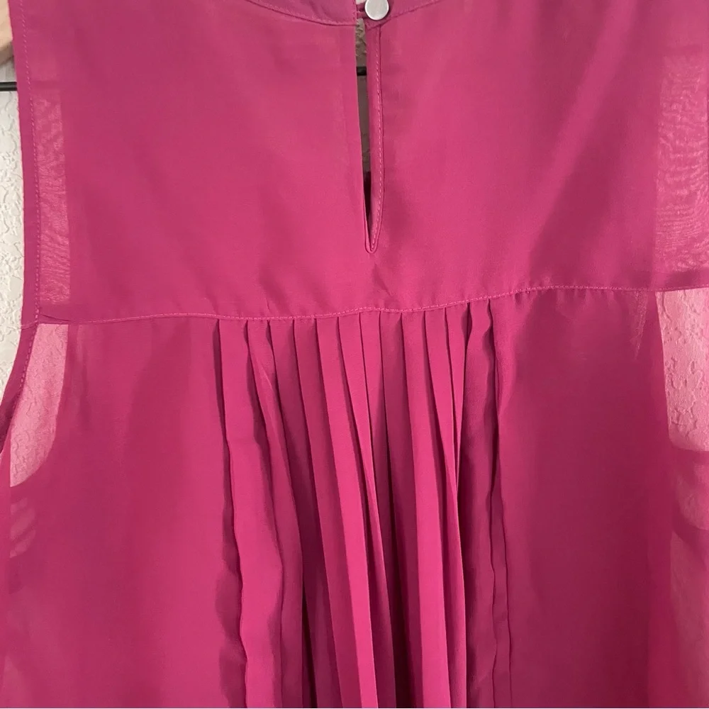 Banana Republic Sheer High Low Pleated Back Sleeveless Top - Picture 6 of 7